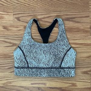 Lululemon Circuit Breaker Bra White Spray Jacquard Black Sz 4